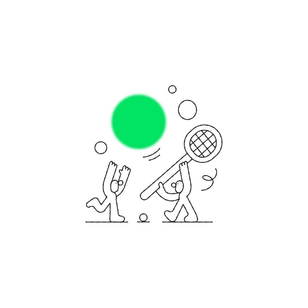 Illustratie bij de pijler Sport & Spel: kinderen die bewegen en samen spelen